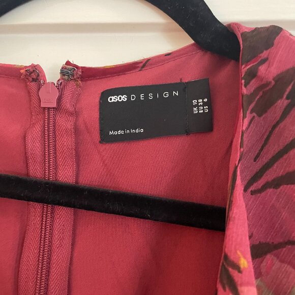 ASOS DESIGN pink floral chiffon mini dress - Picture 2 of 3